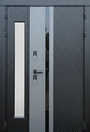 Полуторная остекленная термодверь с двухцветными серыми панелями МДФ