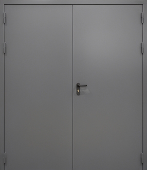 Противопожарная равностворчатая дверь серого цвета